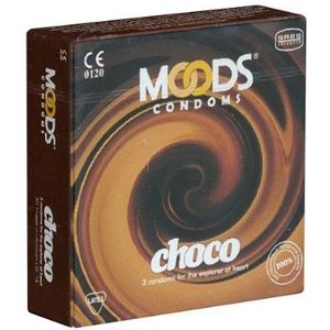 MOODS Choco Condoms, 3 condooms met chocoladensmaak voor heerlijke momenten met zijn tweeën