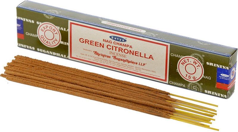 Satya Nag Champa wierrook stokjes citronella geur - 15x - Lichaam in balans - Meditatie - staafjes van 21 cm - 30 minuten