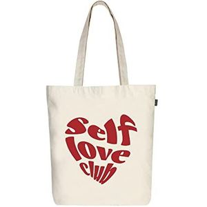 EcoRight 100% biologische canvas draagtas met ritssluiting, kleine milieuvriendelijke draagtas voor dames, voor Kerstmis, reizen, strand en winkelen, Self Love, Draagtassen