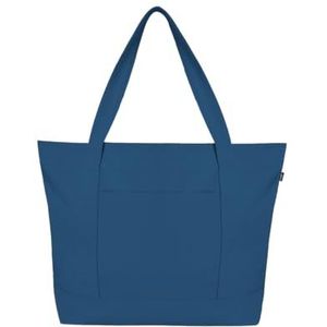 Ecoright Canvas Tote Bag for Women with Zip & Inner Pocket, 100% Organic Cotton Tote Bags for Men, Shopping, Beach, Bleu, Pack of 1, Utility