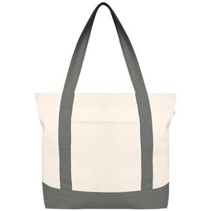 Ecoright Canvas Tote Bag voor Vrouwen met Zip & Binnenzak, 100% Organisch Katoen Tote Bags voor Mannen, Winkelen, Strand, Natural Grey-Pack van 2, Pack of 2, Utility
