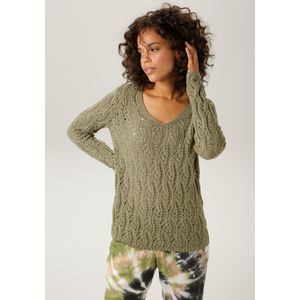 Aniston CASUAL Strickpullover, mit trendigem Ajour-Muster