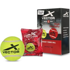 Vector X Cricket Tennis Bal Pakket van 6 voor Jeugd & Volwassenen (Geel, Maat-Standaard) | Materiaal-Rubber | Lichtgewicht | Ideaal voor: Training/Wedstrijd | Speler Controle & Nauwkeurigheid