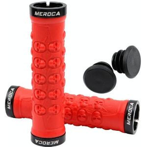 Meroca Mountain Bike Antislip Schokdemper Riding Grip Cover  Style: Bilateral Lock Skull Me23 Red