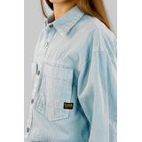 G-STAR - Blouse - Lichtblauw - 100% Katoen - Lange Mouwen, Klassieke Kraag, Plooien en Borstzakken
