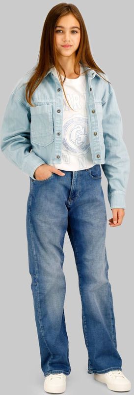 G-STAR - Blouse - Lichtblauw - 100% Katoen - Lange Mouwen, Klassieke Kraag, Plooien en Borstzakken