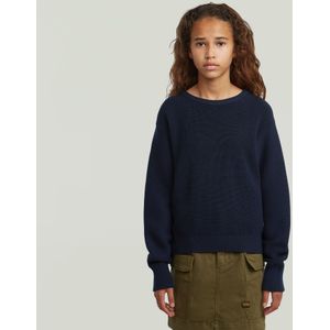 Trui Cropped Crew - Donkerblauw - Meisjes