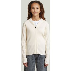 Trui Hybrid Baseball Full Zip - Wit - Meisjes