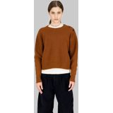 G-STAR - Gebreide Trui - Bruin - Wol en Katoen - Ronde Hals