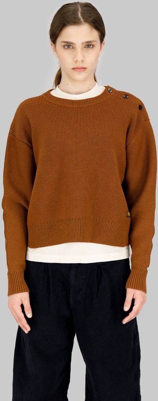 G-STAR - Gebreide Trui - Bruin - Wol en Katoen - Ronde Hals