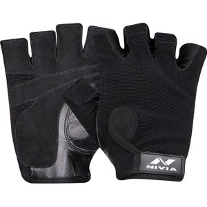 NIVIA New Dragon Sports Glove (Black, Size - Large) | Material - Spandex, Leather | Weight Lifting Gloves | Exercise Gloves | Fingerless Grip Gloves | Fitness Gloves | Crossfit Gloves
