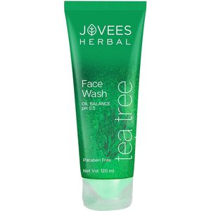 Jovees Herbal Tea Tree Oil Control Gezichtswasmiddel (120 ML) | voor de vette en gevoelige huid | Parabenen- en alcoholvrije formule | Reinigt zachtjes, controleert olie en handhaaft de pH-balans van de huid