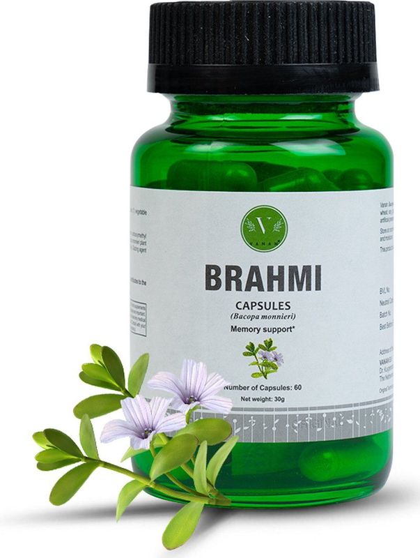 Vanan Brahmi – Geheugen en concentratie - Vegan voedingssupplement – Ayurvedisch – 60 capsules