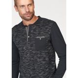 Arizona Longsleeve, Langarm, melierte Optik, Rundhalsausschnitt mit Knopfleiste