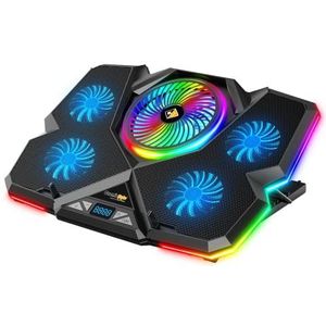 Cosmic Byte Cyclone RGB Laptop Cooling Pad with 5 Fans | USB Hub (Black/Blue) Adjustable Height | Adjustable Fan Speed | Provides Effective Protection | Excellent Cooling Effect