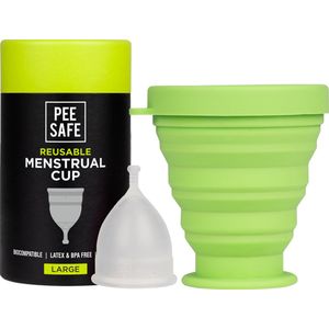 Menstruatiecup Large met Sterilisator/Houder - Hoge Kwaliteit Herbruikbare Menstruatie Cup, Period