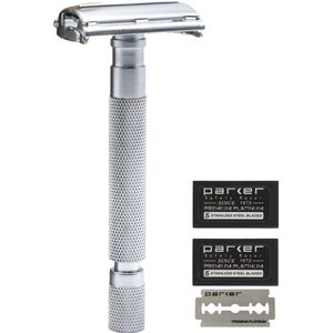 Parker 74R - SC - Satin Chrome Safety Razor Butterfly Incl 10 Mesjes