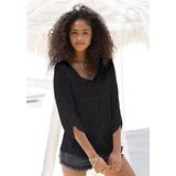 Buffalo Strandshirt met borduursel en kwastjes, tuniek, 3/4 mouw, blouseshirt