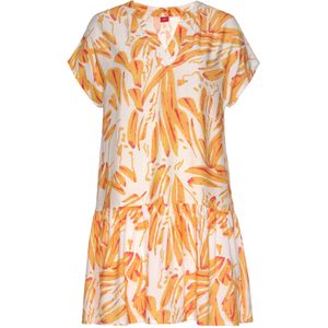 Tuniekjurk - Oranje/Crème - All-over Print - V-hals - Korte Mouwen