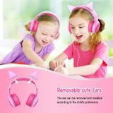 Gorsun GS-E61V kinderen hoofdtelefoon bedraad student kat oor afneembare opvouwbare leren hoofdtelefoon (paars)
