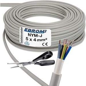 NYM-J 5x4 mm² - NYM-J 5x4 mm2 - Mantelkabel - Installatiekabel - Grijs - Keuze in stappen van 5 meter - Voorbeeld: 10 m - 20 m - 25 m - 30 m - 35 m - 40 m - 45 m - 50 m