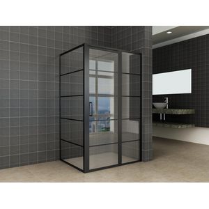 Wiesbaden Douchecabine Horizon compleet met mat zwart raster 100 x 110 x 200 cm rechtse deur