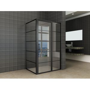 Douchecabine Horizon compleet met mat zwart raster 90 x 120 x 200 cm deur omkeerbaar