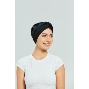 Adasea badmuts zwemmuts tulband met knoop, one size, zwart