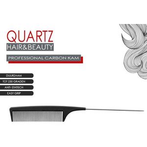 Quartz Hair&Beauty Kapper Carbon Haarkam Puntkam - Zwart