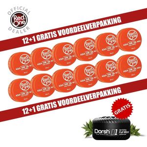 Red One Aqua Wax Haarwax Oranje 150ml - 12 Pack Voordeelverpakking + Dorsh D1 Full Wax 150ml