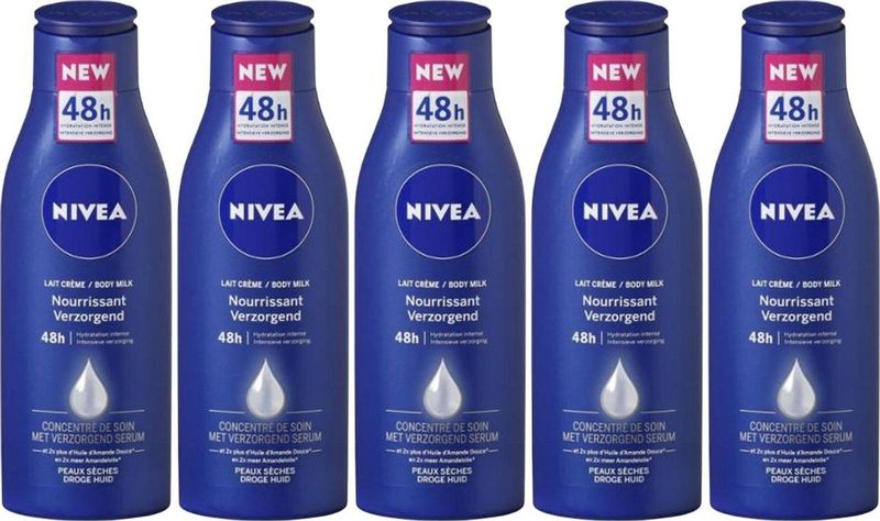 Nivea - Verzorgende Bodymilk - 5x 400 ml - Met Amandelolie