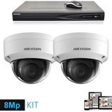 Hikvision Set 2x Dome 8MP + Recorder & Bekabeling