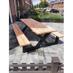 Picknick Tafel Douglas | Zwart structuur| 400cm | V-onderstel | Robuuste Picknicktafel