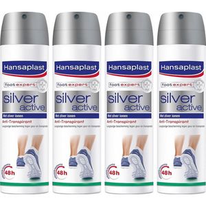 Hansaplast Silver Active Anti Transpiratie Voetenspray Multi Pack - 4 x 150 ml
