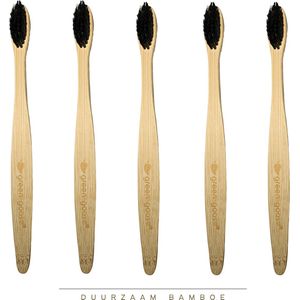 Bamboe Tandenborstel - Zwart - Set van 5 - Met houtskool haren