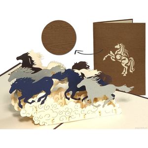Popcards popupkaarten – Paarden in galop Paard Doelgericht Standvastig Verjaardag Felicitatie Vaderdag pop-up kaart 3D wenskaart