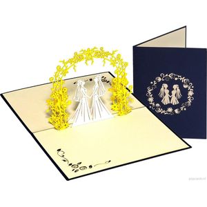 Popcards Pop-up kaart - Schitterende romantische Trouwkaart Huwelijk Huwelijkskaart Trouwfeest Getrouwd Trouwerij Aanzoek wenskaart 3D-kaart