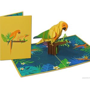 Popcards popupkaarten – Vogel Papegaai Oerwoud  Jungle Verjaardag Felicitatie pop-up kaart 3D wenskaart