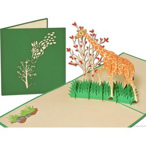 Popcards popupkaarten – Giraffe Afrika Dierentuin Dieren Verjaardag Felicitatie pop-up kaart 3D wenskaart