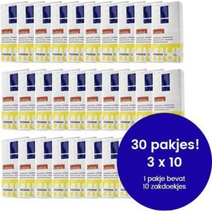 Satino papieren zakdoekjes, tissues, premium, 4-laags, voordeelverpakking, 10 zakdoekjes per pakje, 30 pakjes!