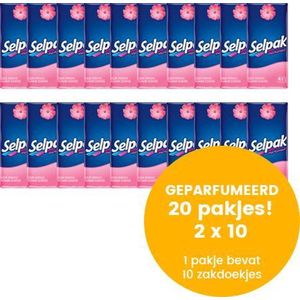 Selpak papieren zakdoekjes, tissues, geparfumeerd, 4-laags, voordeelverpakking, 10 zakdoekjes per pakje, 20 pakjes!