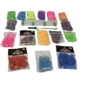 Loombands Superpakket: 6500 Loombands incl. loomboard, haaknaald loombandjes