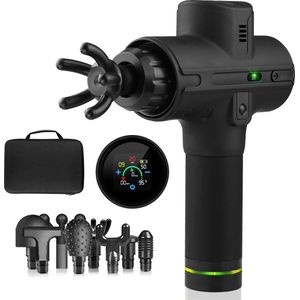 Regentech® Massage Gun - Professioneel Massage Apparaat - LCD - Zwart - Koffer met 8 opzetstukken