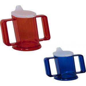 Handycup drinkbeker met tuit, set blauw en Rood