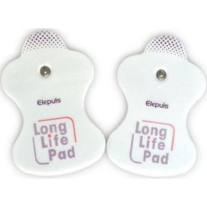 TENS/EMS Long Life Elektroden Pads - 4 stuks - o.a. voor OMRON Elektrodentherapie en tens apparaat - met 2,5 mm knopsluiting gelpads - Longlife pad- 6x10 cm longlife gel pad