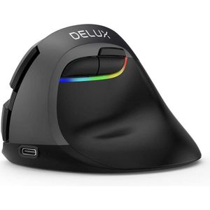 DELUX - M618 Mini - Draadloze Ergonomische Muis - Zwart - 6 Knoppen - 4 DPI-niveaus