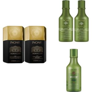 Inoar Moroccan keratine behandeling incl. verzorging ( Argan Oil shampoo, conditioner en leave-in )