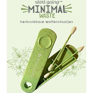 Herbruikbare Wattenstaafjes - Duurzaam - Milieu Vriendelijk - Herbruikbaar - Groen - 2 Stuks