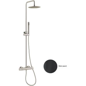 Regendouche opbouwset sanimex giulini thermostatisch incl. Douchegarnituur ø 20 cm mat zwart