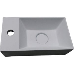 Fontein Sanimex Njoy Solidangle Solid Surface 35.5x20x10 cm Met Pop-Up Mat Wit